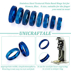 16 шт. набор из 8 текстурированных колец из нержавеющей стали 201 размера для женщин&nbsp;RJEW-UN0002-77BL