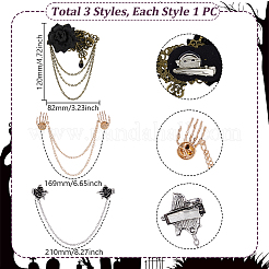 3 шт. 3 броши-цепочки в готическом стиле из сплава&nbsp;JEWB-GA0001-47