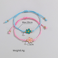 2 шт. браслет из сплава с эмалированными цветочными звеньями&nbsp;FS-WGF7730-01