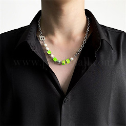 Ожерелье из буквы B и акриловых кубических бусин салатового цвета&nbsp;FS-WG7DFDB-01