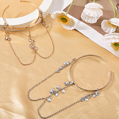 2 шт. 2 цвета в стиле бохо с кисточками из сплава на верхнюю часть руки с открытым манжетом для женщин&nbsp;BJEW-CY0001-03A