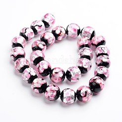 Ручной серебряная фольга Стеклянные круглые бусины&nbsp;LS-FOIL-I002-01