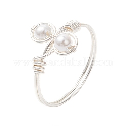 Перстни с жемчугом в виде ракушек&nbsp;RJEW-JR00944-02