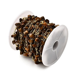 Цепочки из бисера ручной работы с натуральным тигровым глазом&nbsp;CHC-F020-09G-11