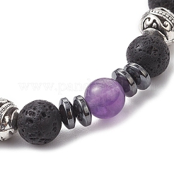 Браслеты из натуральных смешанных драгоценных камней и лавы для женщин&nbsp;BJEW-JB12768