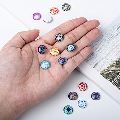 Напечатаны стеклянные плоские круглые кабошоны&nbsp;GGLA-N004-12mm-G-WH