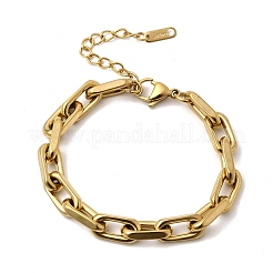 Браслеты-цепочки с прямоугольными кольцами из нержавеющей стали 304 для женщин&nbsp;LS-BJEW-A152-02G