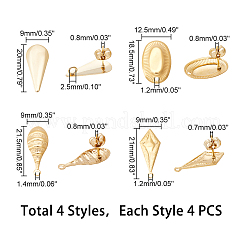 16 шт. 4 шт. фурнитура для сережек-гвоздиков из нержавеющей стали 304&nbsp;STAS-AR0001-40