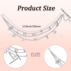Сплав подвески-бабочки многослойные цепи для ремней для ботинок&nbsp;AJEW-WH20048-22P