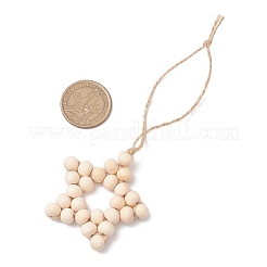 Звезда натуральный необработанный деревянный бисер подвесные украшения&nbsp;HJEW-JM02842-02