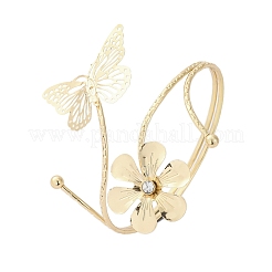 Браслеты-манжеты из сплава с цветами и бабочками для девушек и женщин&nbsp;AJEW-A063-01C-G