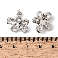 Серьги-гвоздики из латуни с микро-паве и прозрачным фианитом&nbsp;EJEW-P333-02P