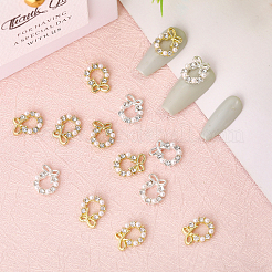 40 шт. 2-цветный рождественский венок из сплава со стразами-кабошонами&nbsp;MRMJ-CA0001-49