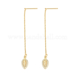 Серьга-нить из латуни с микропаве и прозрачными кубическими циркониями.&nbsp;EJEW-H182-06G