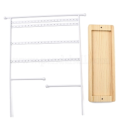 Железная подставка для ювелирных изделий с деревянным подносом&nbsp;AJEW-Z032-01B