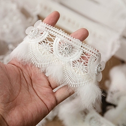 Кружевные ленты с вышивкой из полиэстера&nbsp;OCOR-WH0090-011