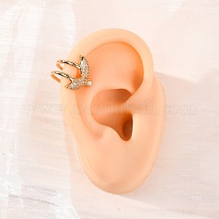 Серьги-каффы из латуни с микропаве из прозрачных кубических цирконий в форме рыбьего хвоста&nbsp;EJEW-Z127-05G