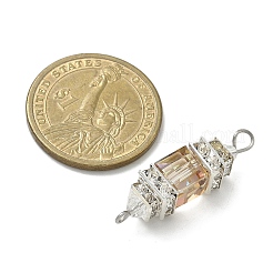 3 шт. 3-цветные подвески-кубики из гальванического стекла и латунных кристаллов со стразами&nbsp;PALLOY-JF04407