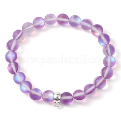 Изготовление браслетов из круглых бусин из синтетического лунного камня диаметром 8 мм&nbsp;BJEW-JB11394