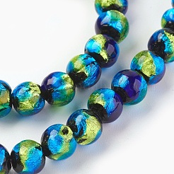 Ручная серебряная фольга стеклянные бусины Lampwork&nbsp;LAMP-P051-G02-6mm