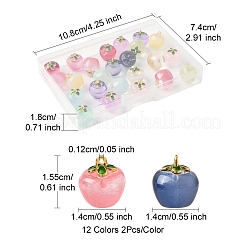 24 шт. 12-х цветные прозрачные стеклянные подвески в форме яблока&nbsp;DGLA-FS0001-15