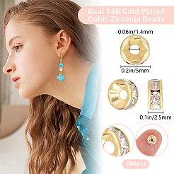 200 шт. латунные прозрачные кубические циркониевые бусины с паве&nbsp;KK-BBC0015-87A