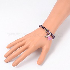 Модные натуральные аметистовые браслеты из бисера акриловые BJEW-JB01792-05