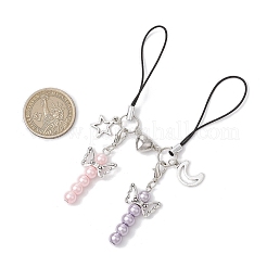 4 пара 4-х цветных ремешков для мобильных телефонов из сплава в тибетском стиле&nbsp;HJEW-JM03007