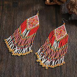 Длинные серьги-кисточки из богемского стекла ручной работы в форме ромба&nbsp;WE9226