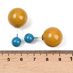 4 пара круглых сережек-гвоздиков из пластика двух цветов&nbsp;EJEW-GO0003-33