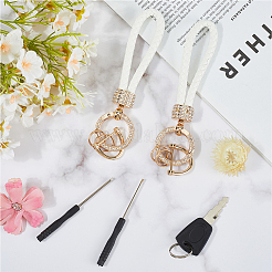 2 шт. брелок из искусственной кожи и сплава со стразами&nbsp;KEYC-CL0001-15B