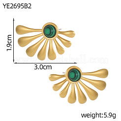 Серьги-гвоздики в форме веера из натуральных и синтетических камней&nbsp;EJEW-OY011-81G