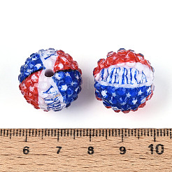 Непрозрачные акриловые круглые бусины ко Дню независимости&nbsp;OACR-T029-07D