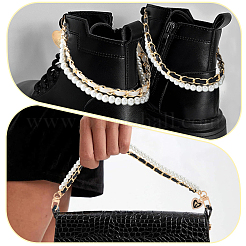 2 шт. двухслойные ручки для сумок из искусственной кожи 2 цветов и искусственного жемчуга с круглыми бусинами&nbsp;FIND-CL0001-18