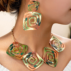 Комплекты из сплава серег и ожерелий с квадратной спиралью для женщин&nbsp;FS-WG25753-01