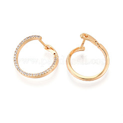 Серьги-кольца из латуни с микропаве из прозрачных кубических цирконий&nbsp;EJEW-T048-38G