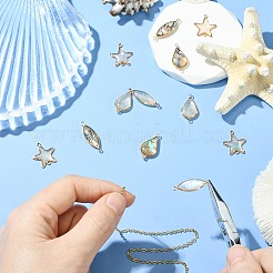 12 шт. 6 стиля латунные подвески-соединители из натуральной белой ракушки&nbsp;KK-CJ0003-65