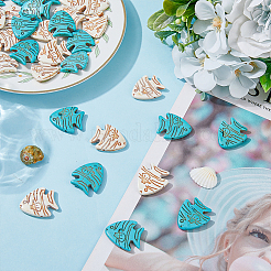 4 нитка 2 цвета синтетические бирюзовые бусины с морской тематикой&nbsp;G-FH0001-94