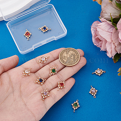 12 шт. 6-цветные латунные подвески-фигурки с граненым стеклом и кубическим цирконием&nbsp;KK-PH0014-03