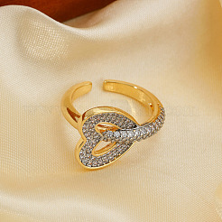 Латунные микро проложить манжеты кольца кубического циркония&nbsp;JG6766-2