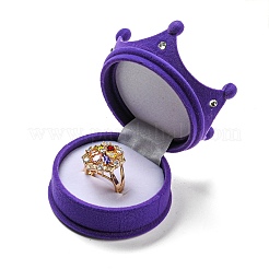 Флокированные пластиковые коробочки для колец с короной&nbsp;CON-B008-01C