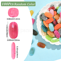 100 шт. овальные акриловые бусины с имитацией драгоценных камней&nbsp;OACR-SP0001-65