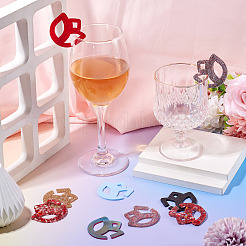 24 шт. 12-х цветные акриловые подвески для бокалов для вина&nbsp;AJEW-TA0002-93