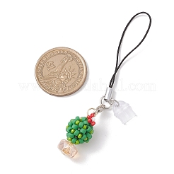 Рождественская тематика стеклянные семена и ПВХ мобильные пылезащитные заглушки подвесные украшения&nbsp;HJEW-MZ00338-01