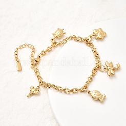 Браслеты с подвесками из нержавеющей стали 304&nbsp;BJEW-P368-07B-G