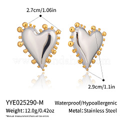 Двухцветные серьги-гвоздики в форме сердца из нержавеющей стали 304&nbsp;UK5889-2