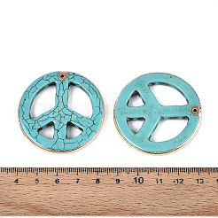Подвески в виде знака мира из окрашенной синтетической бирюзы&nbsp;TURQ-T004-31A