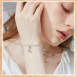 12шт 2 цвета сплава кабельные цепные браслеты для женщин и мужчин&nbsp;BJEW-SC0001-60