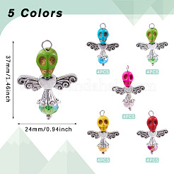 Подвески из синтетической бирюзы и стекла в виде черепа ангела&nbsp;PALLOY-TAC0115