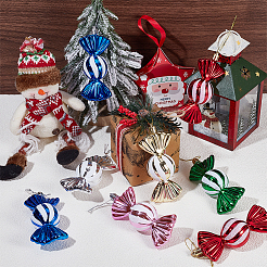 24 шт. 6 цвета рождественские гальванические пластиковые конфетные подвески украшения&nbsp;KY-BC0001-47